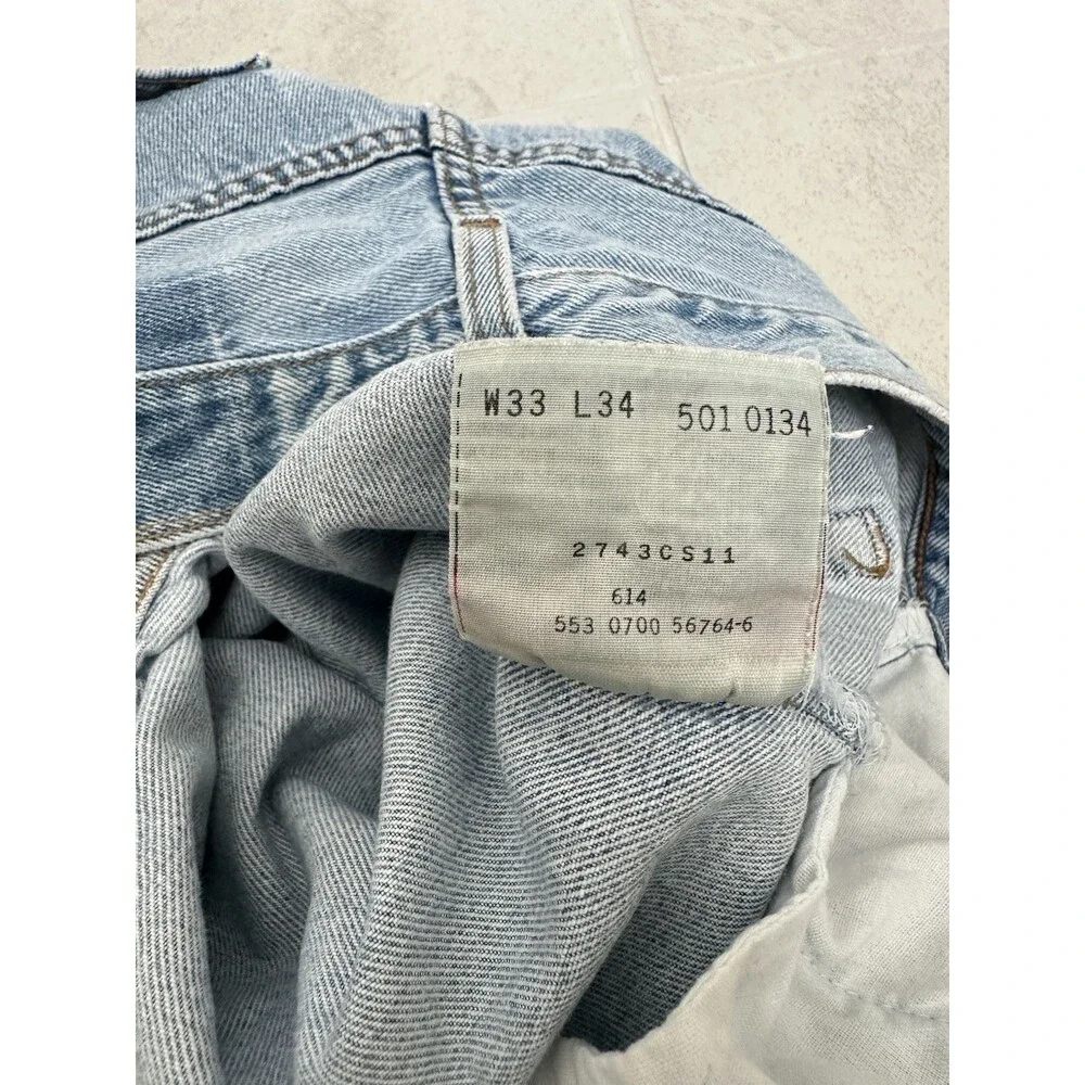 Levi's 501 Straight Leg Jeans Light Blue Cotton Button Fly Regular Fit Men